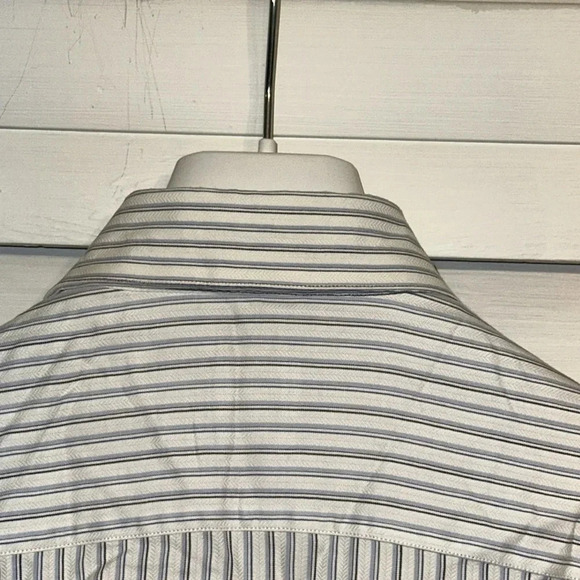 VTG Armani Collezioni Luxury button up shirt L blue stripe L/S Made in Italy - Picture 9 of 12